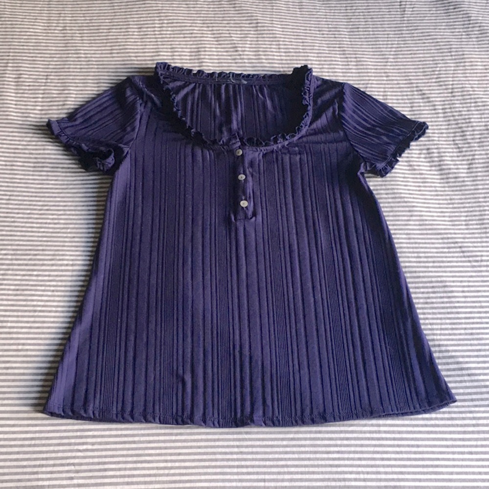 Blue Ruffle Top